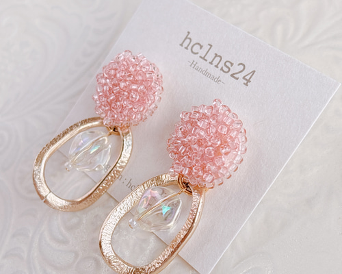Aprosio&co のサーモンピンクボールイヤリング f883a22381e87ca2dd2407c5d0ef71