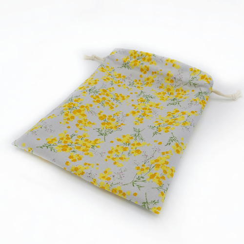 巾着袋 着替え袋 トラベル巾着 旅行 体操着袋 給食袋 ミモザ【30×40