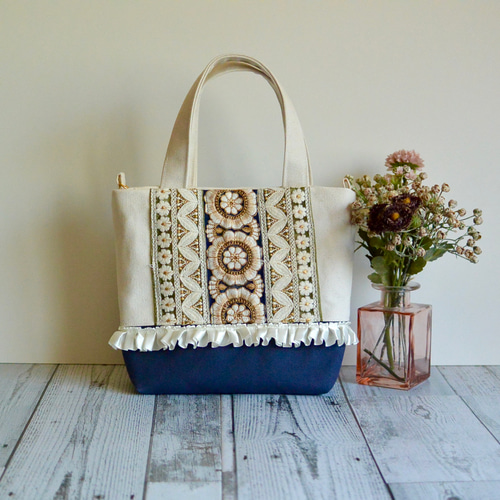 インド刺繍リボンA4トートBAG | トモ・コーポレーション｜世界の