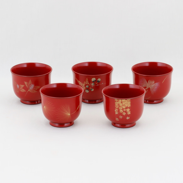 伝統工芸 輪島塗 ぐい呑み「五作家沈金」 【221】 マグカップ