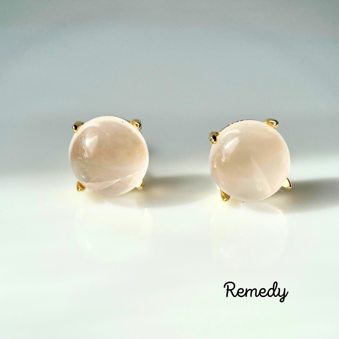 【ロトンド】ローズクオーツのスタッドピアス 18KGP Silver925