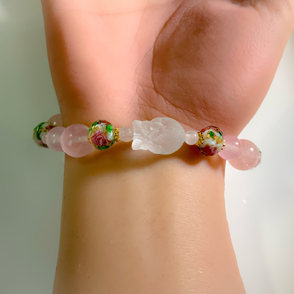 獨一無二的貓咪手鍊「水之安雅」煙燻透明 第5張的照片