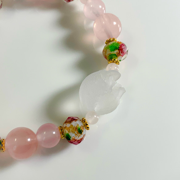 獨一無二的貓咪手鍊「水之安雅」煙燻透明 第3張的照片