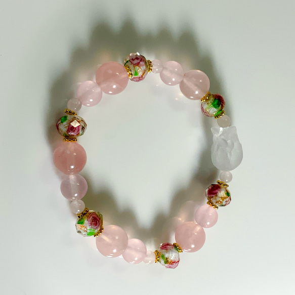 獨一無二的貓咪手鍊「水之安雅」煙燻透明 第4張的照片