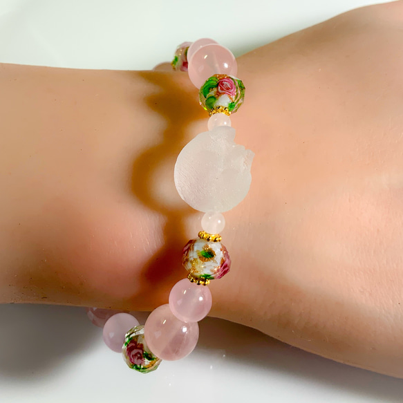 獨一無二的貓咪手鍊「水之安雅」煙燻透明 第1張的照片