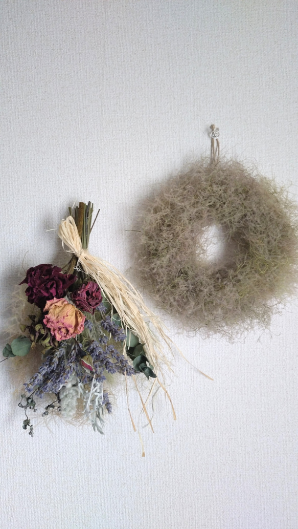 夏限定【二点セット】スモークツリーのリース&スワッグ ドライフラワー  