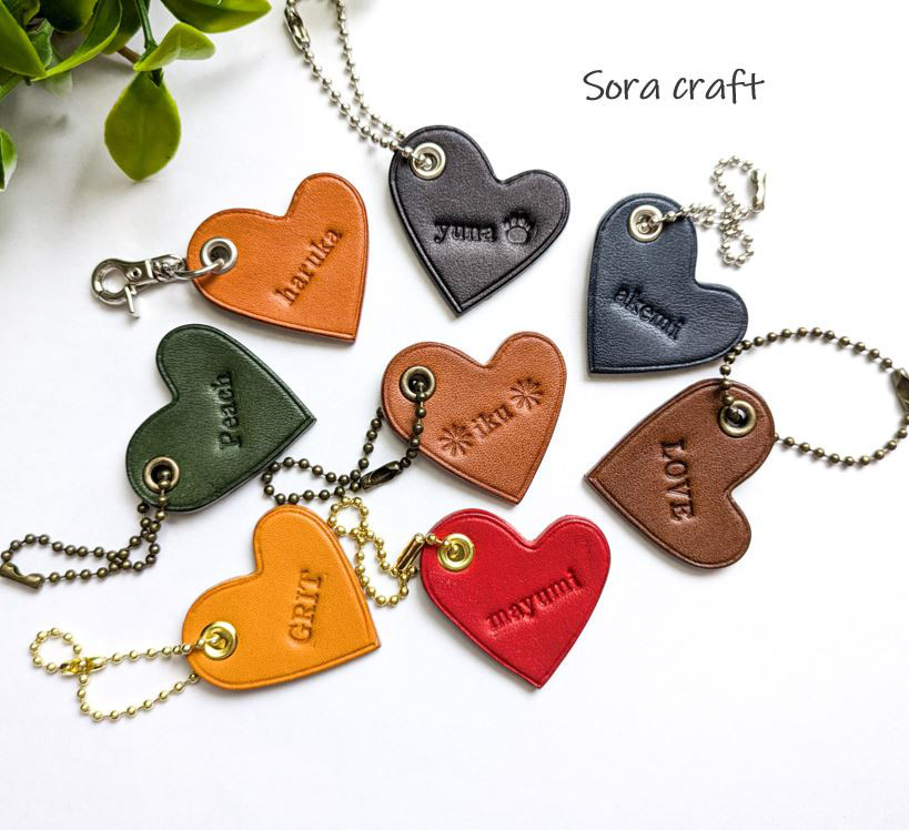 本革・ハートのお名前チャーム バッグチャーム Sora craft 通販