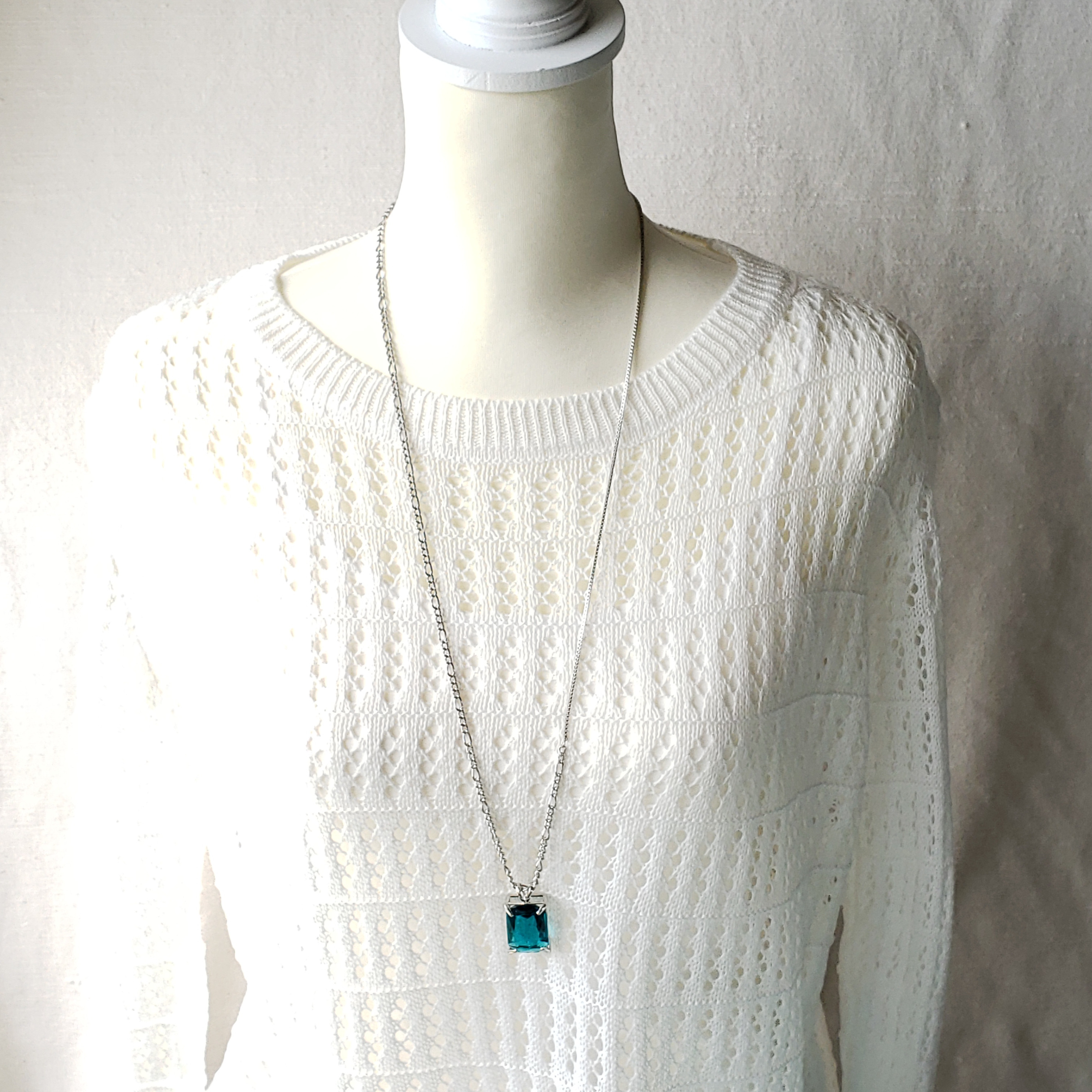 ヴィンテージスタイル　グラスジュエル　ロングネックレス　サージカルステンレス製　2style　80ｃｍ