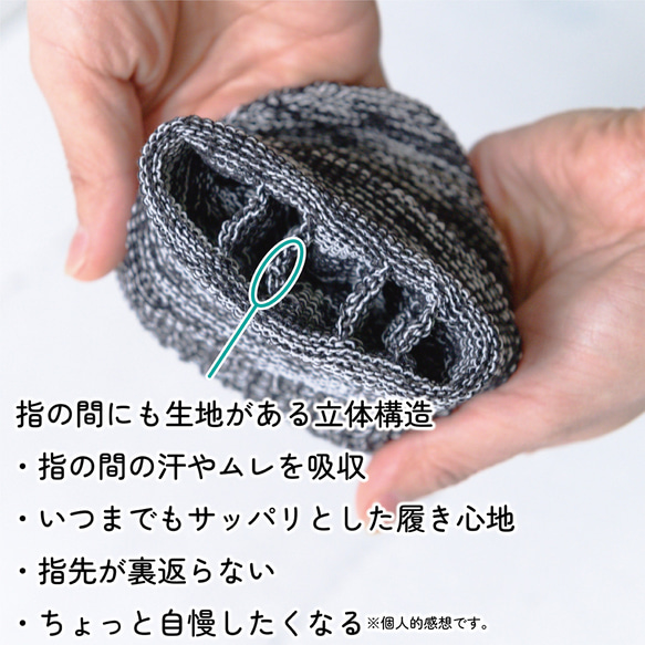 「呼吸する和紙靴下」（シークレット5本指ソックス）ミドル丈　イエロー 4枚目の画像