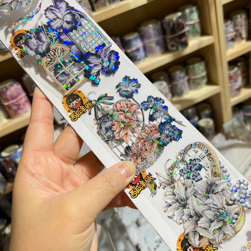 巻売 586☆ 海外 マスキングテープ マステ PET 装飾 花 虹光巻売 586