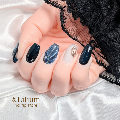 夏季限定】【青】個性派マーメイドネイル ネイルチップ（つけ爪