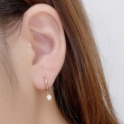 天然ダイヤモンドピアス0.24ct k18 ピアス（フープ） パール大好き 
