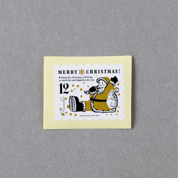切手型 封滅シール3枚セット：MERRY CHRISTMAS シール