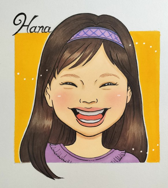 似顔絵 イラスト 手描き ☆キッズ似顔絵 オーダーメイド 手描き 原画 記念 プレゼントに