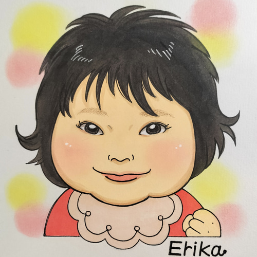 似顔絵 イラスト 手描き ☆キッズ似顔絵 オーダーメイド 手描き 原画 記念 プレゼントに