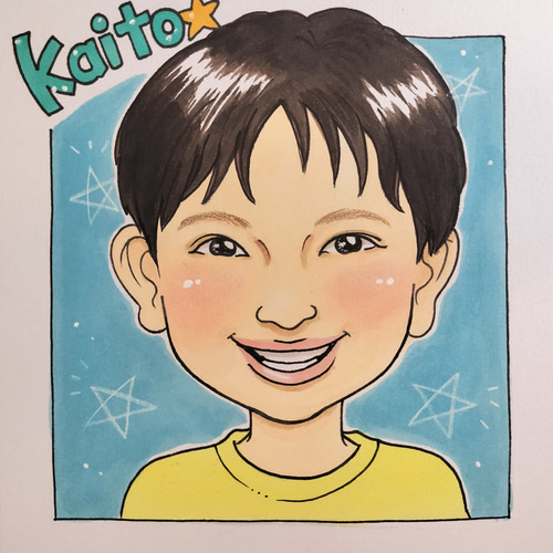似顔絵 イラスト 手描き ポスター風似顔絵 サイケ似顔絵 カラーアナログイラスト 手描き