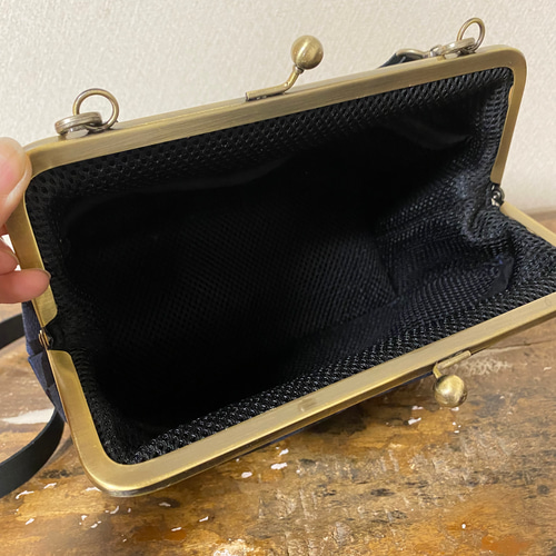 受注製作】角型がま口ショルダーバッグ 岡山デニム 撥水加工済