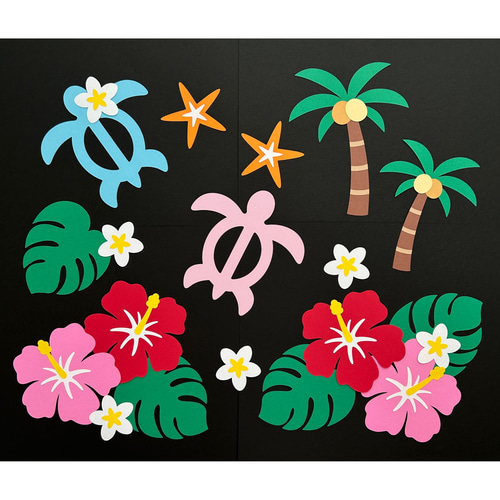 南国 夏 ハワイアン 壁面飾り 切り絵 ふわぽん 通販 17960287｜Creema