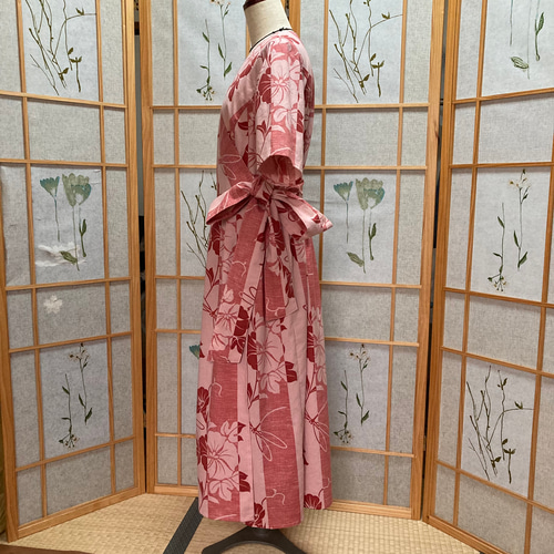 shoko様オーダー カシュクールワンピース 浴衣リメイク ☆浴衣リメイク☆ カシュクールワンピース (半袖／ブルー