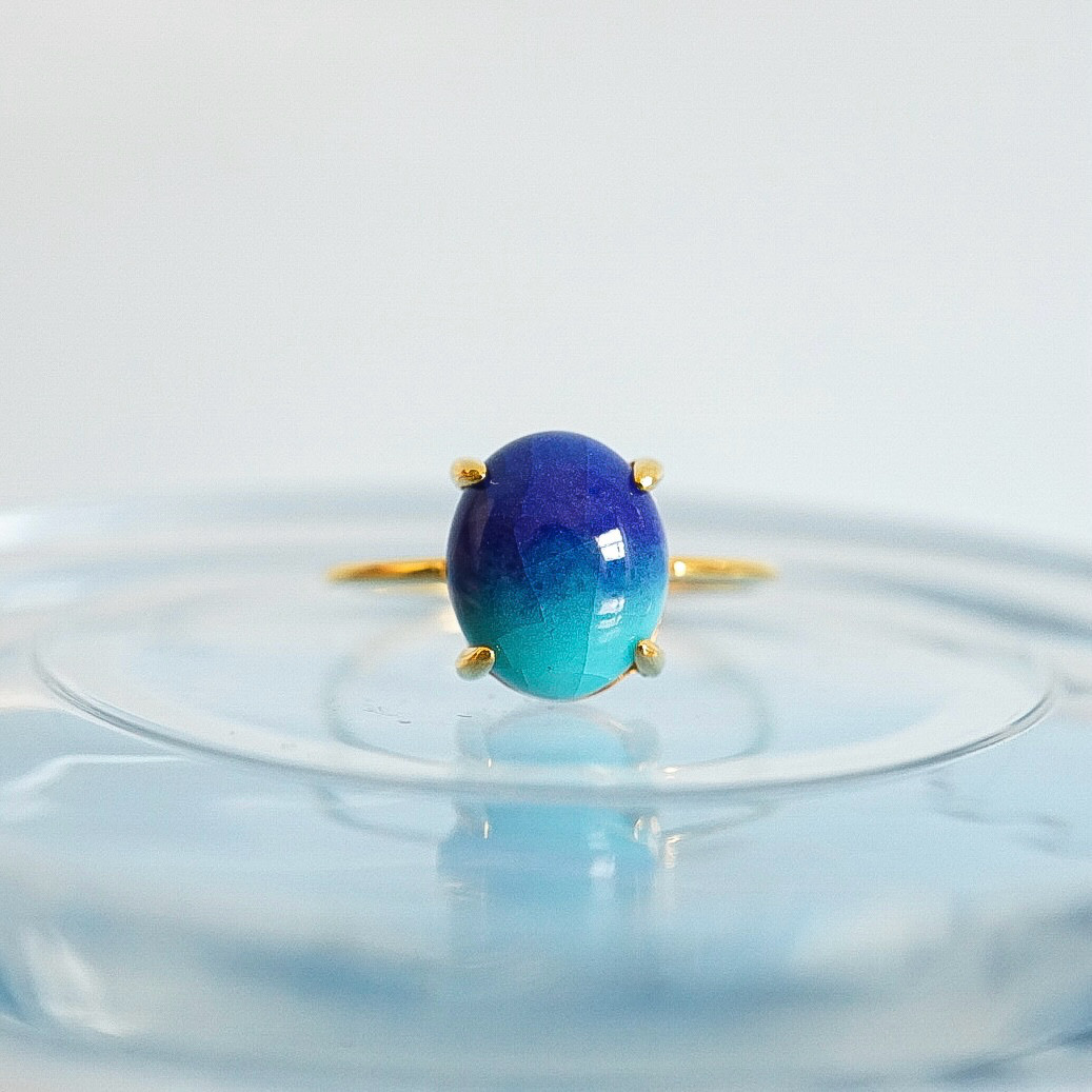 〈九谷焼〉海の結晶・オーバルリング(小)