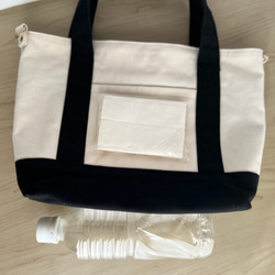 大人かわいい帆布トートバッグインド刺繍リボントートバッグ　ココア×ホワイト 19枚目の画像