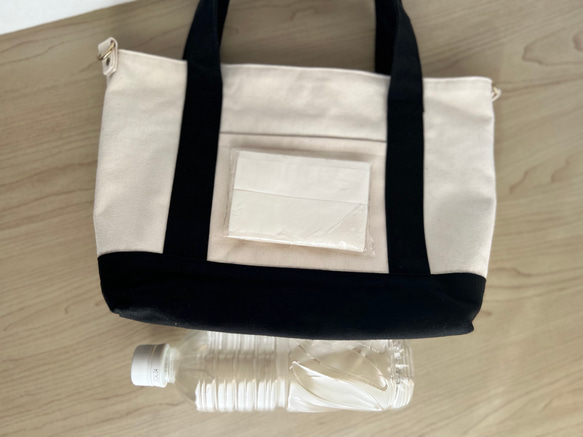 大人かわいい帆布トートバッグインド刺繍リボントートバッグ　ココア×ホワイト 19枚目の画像