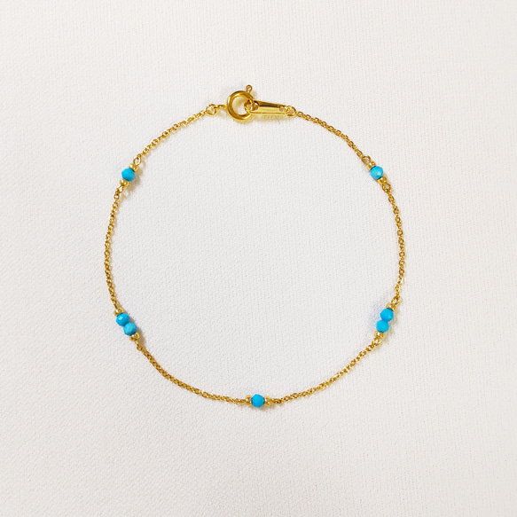 ターコイズのサージカルステンレス チェーンブレスレット ブレスレット