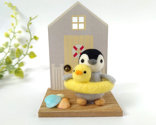 アヒル浮き輪のペンギンさん☆羊毛フェルト 羊毛フェルト nico*2 通販