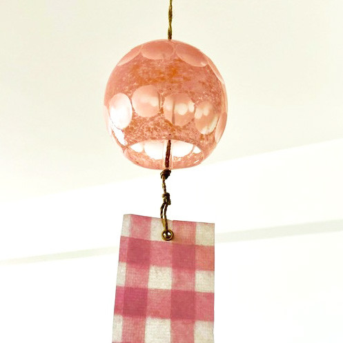 吹きガラス風鈴　乙女色　玉カット