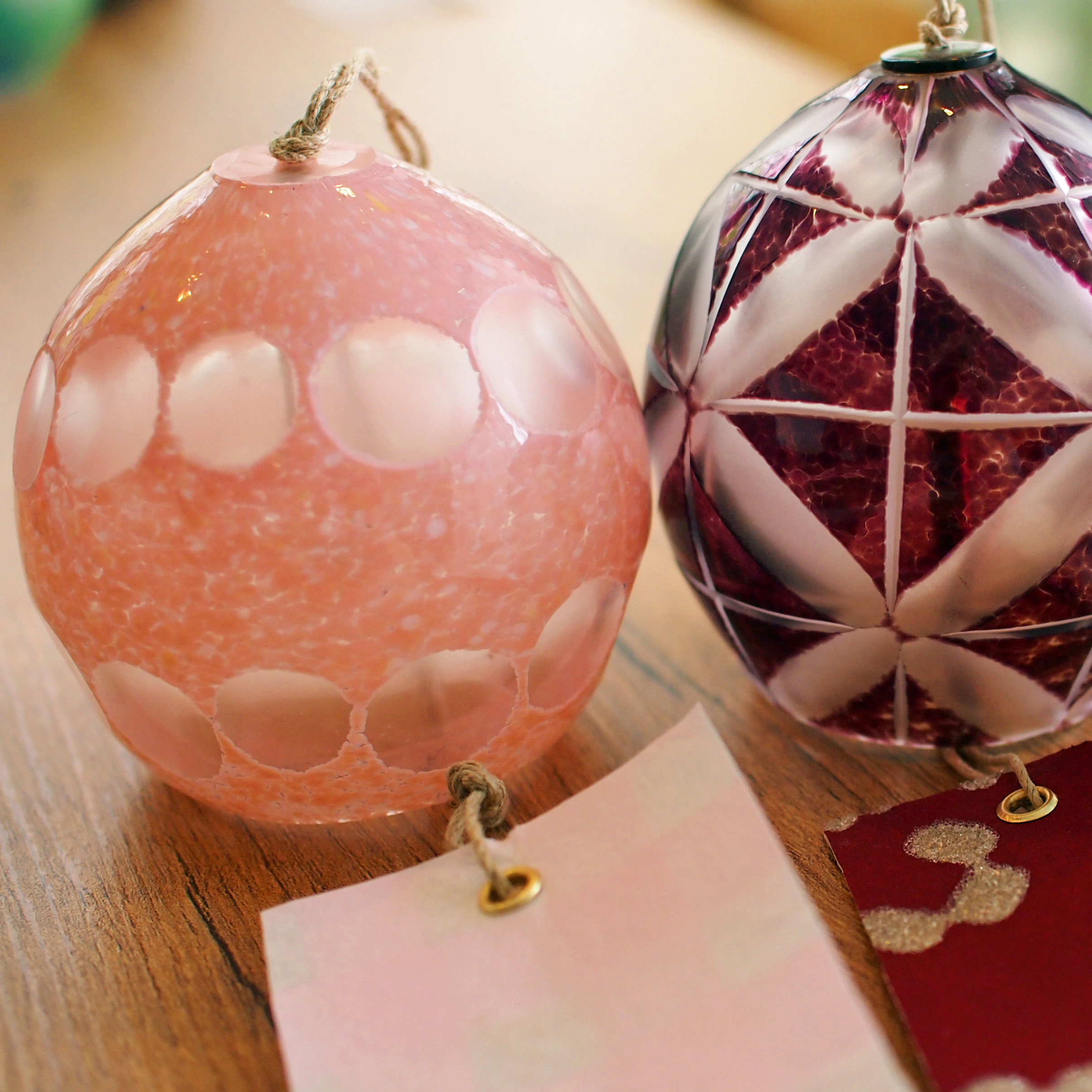 吹きガラス風鈴　乙女色　玉カット