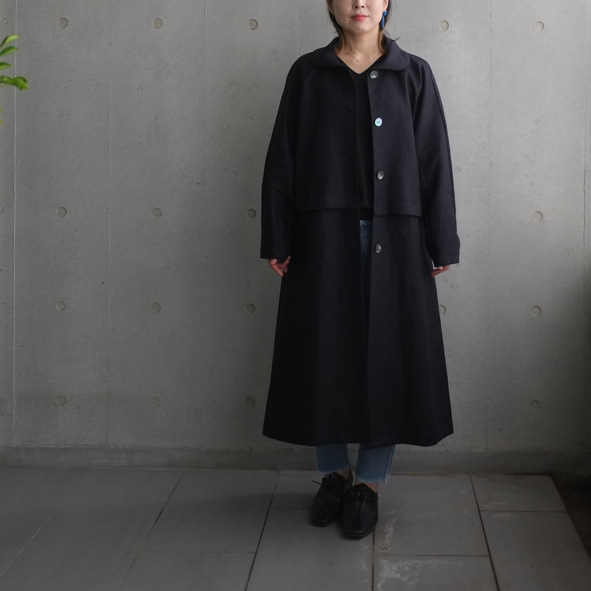 switch 2way coat -linen navy-