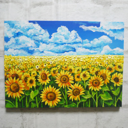 油彩画「ヒマワリ」絵画 油彩画 油絵 花 風景画 Ｆ４号原画 油絵 油彩 油彩画 絵 絵画 【真夏のひまわり】 | HIROSHI1990