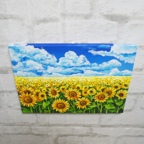 油絵 油彩 油彩画 絵 絵画【夏の向日葵畑】 絵画 HR 通販