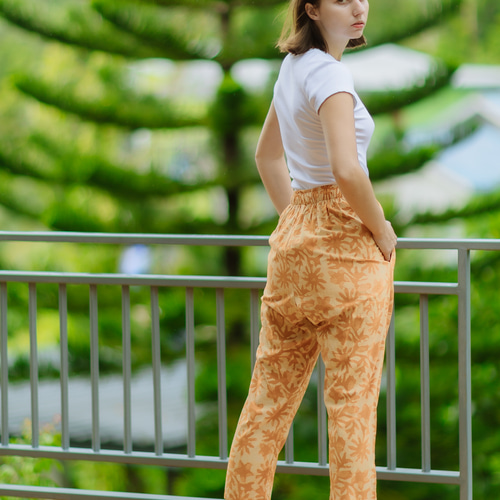 インド綿（草木染ハンドブロックプリント）サルエルパンツ