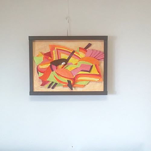 現代アート「キノコ雲」（未来絵画） 未来アートの「小野小町」（クレイ絵画） 絵画 山川工房、フェル