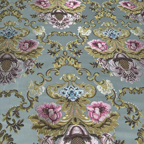 上品 緑色です 花柄 ジャカード織りの生地 ☆生地幅約145cm×長さ50cm