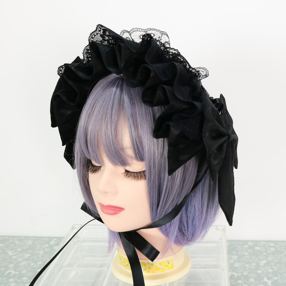 黒菱×ボンネット ヘッドドレス ロリータ ロリィタ ヘッドドレス