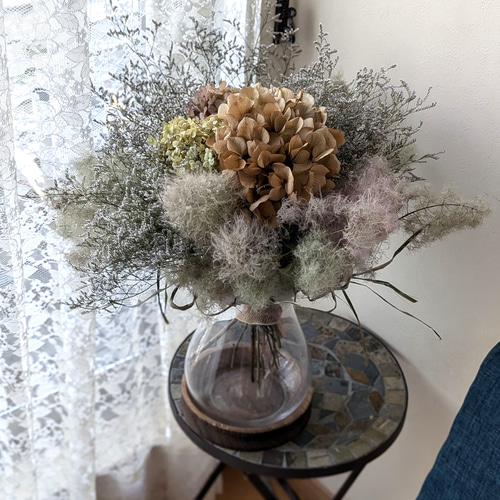 ドライフラワー☆アンティークアートアレンジメント☆紫陽花