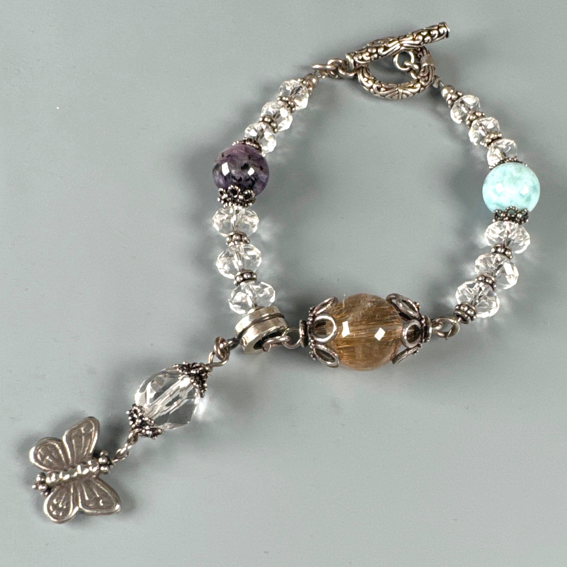 ルチル ラリマー チャロアイト シルバー925 マンテル ブレスレット DB157