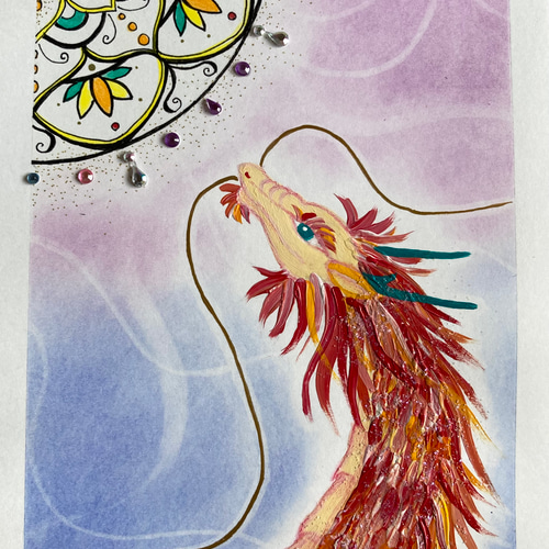 龍　絵画　イラスト　ドローイング 龍の絵ドローイング原画