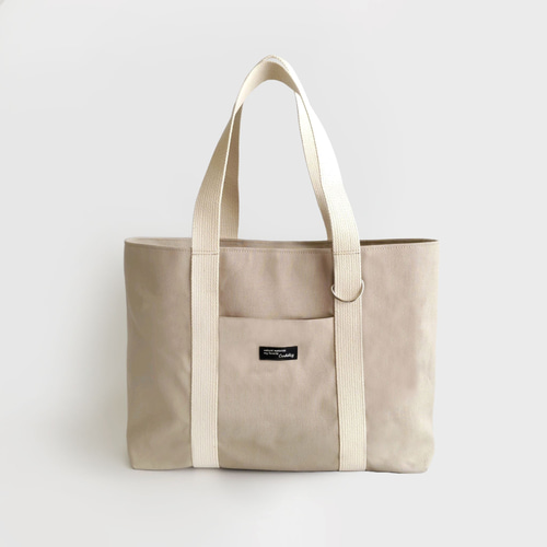 自立する A4帆布トート｜大容量 グレージュバッグ トートバッグ NAKO