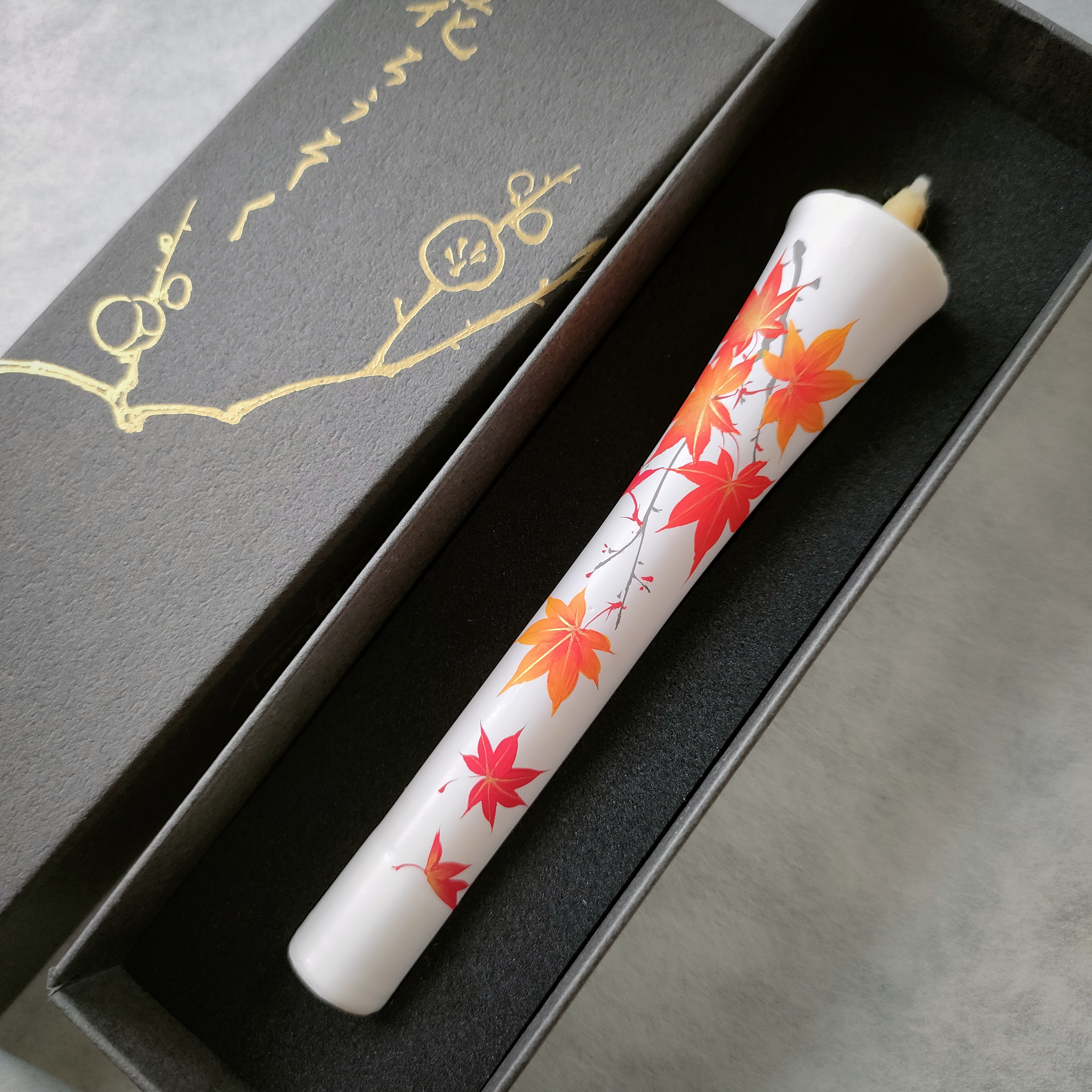 蝶と木の葉 手描きガラス花瓶