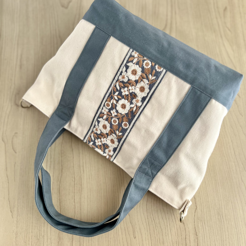 インド刺繍リボン トートバッグ ハンドバッグ ハンドメイド 帆布の通販 by CHANYU's shop｜ラクマ