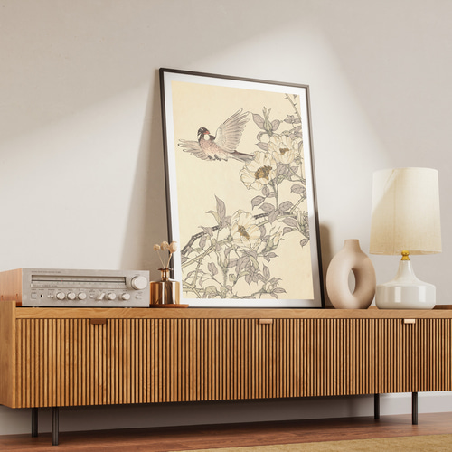 NO.607】花鳥図の日本画インテリアポスター☆和室和モダンボタニカル