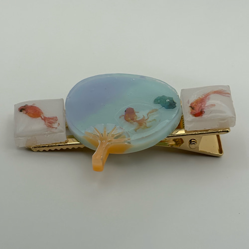 つまみ細工 金魚☆ベビーヘアクリップヘアゴム