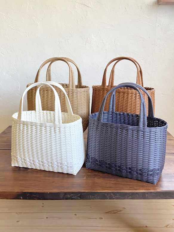 縄編みブレードのシンプルカゴバック かごバッグ エコまめ 通販