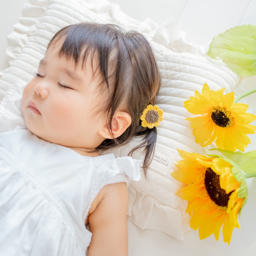 ヘアゴム】 ひまわり ひまわりヘアゴム 夏 女の子 キッズ キッズ