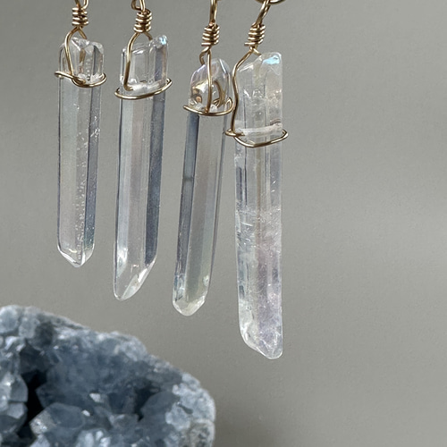 水晶ポイント ペンデュラム オーロラネックレス チャーム 氷柱