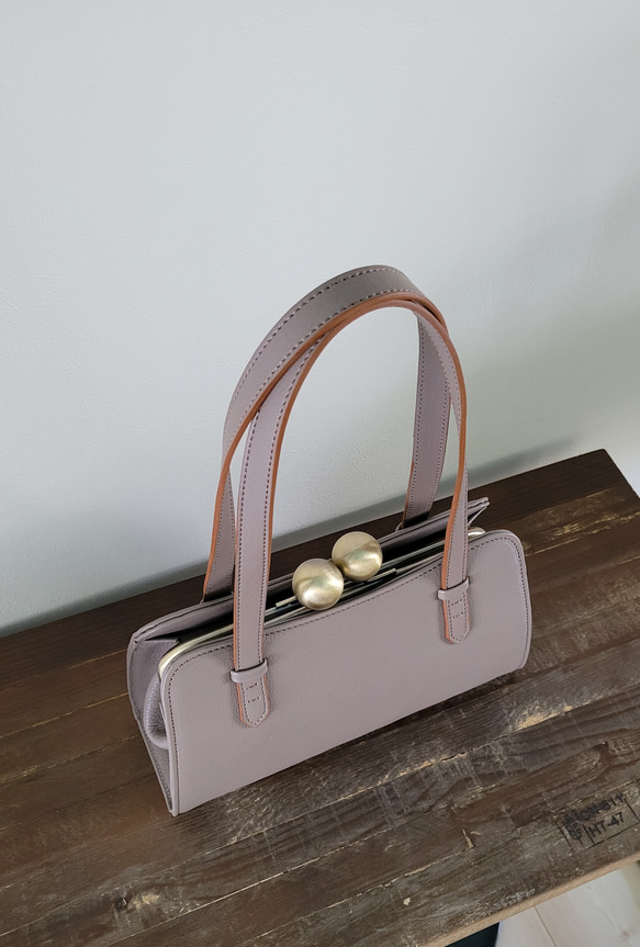 ★受注制作★大玉がま口のハンドバッグ(オーク) 