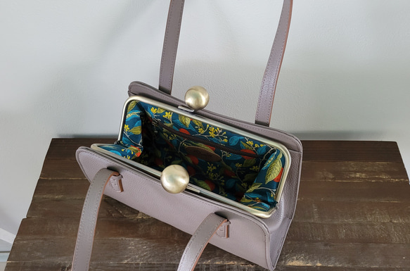 ★受注制作★大玉がま口のハンドバッグ(オーク) 